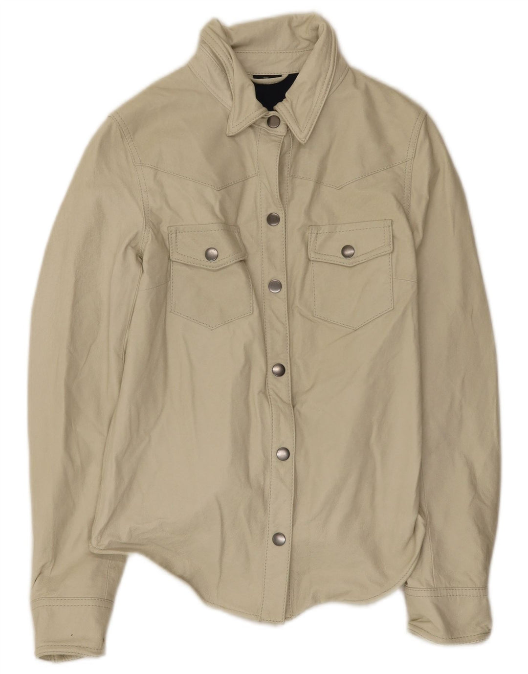 Giacca in pelle vintage da donna EU 36 piccola beige