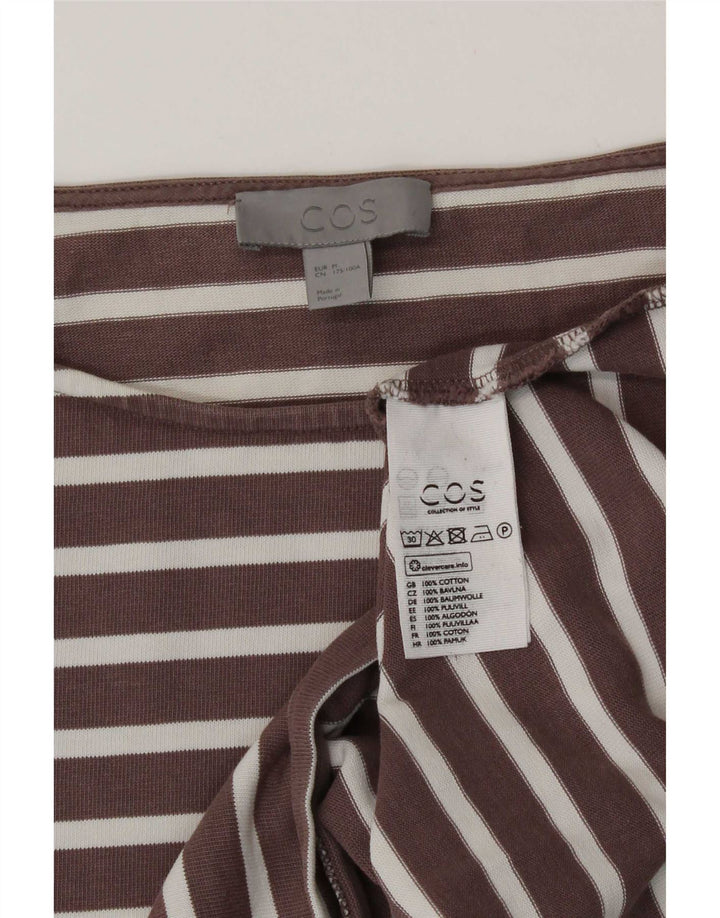 T-shirt da donna Cos Top UK 14 cotone a righe marrone medio