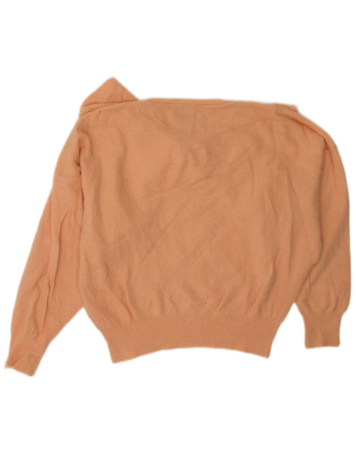 BENETTON Maglione corto con scollo a barca da donna UK 12 Rosa medio