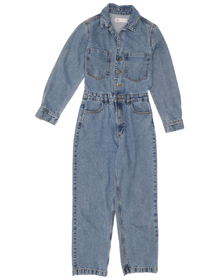 Tuta in denim da donna Zara UK 10 piccola in cotone blu