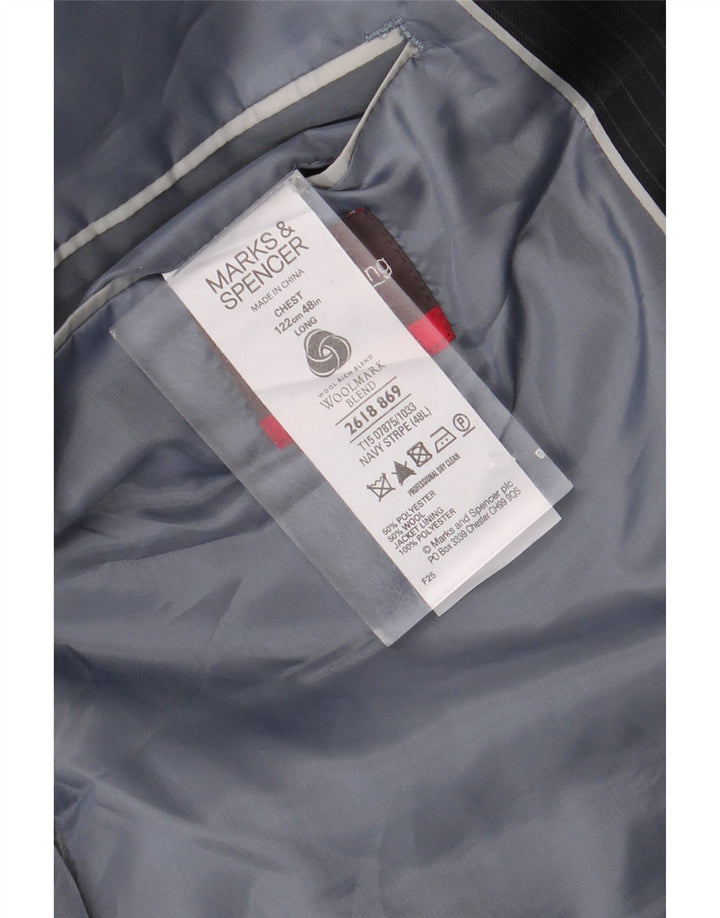 Giacca blazer lunga da uomo Marks & Spencer UK 48 2XL Gessato blu navy