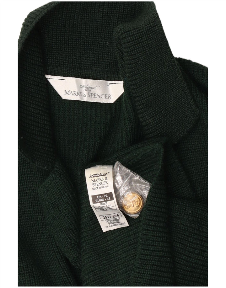 Maglione cardigan da donna Marks & Spencer UK 22 3XL lana verde