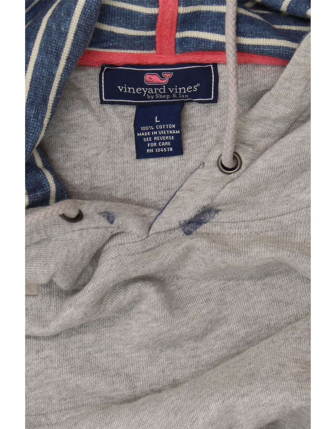 VINEYARD VINES Maglione con cappuccio da uomo grande in cotone grigio