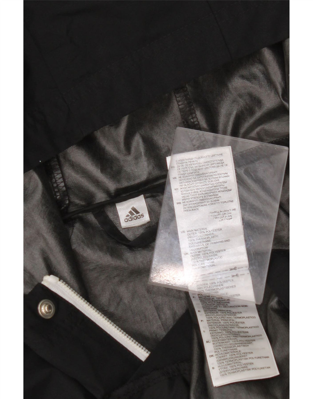 Giacca antipioggia da uomo ADIDAS con cappuccio UK 38 medio nero poliestere