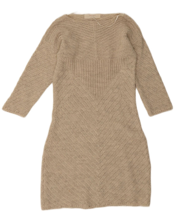 Abito maglione a maniche lunghe da donna Zara UK 14 grande beige