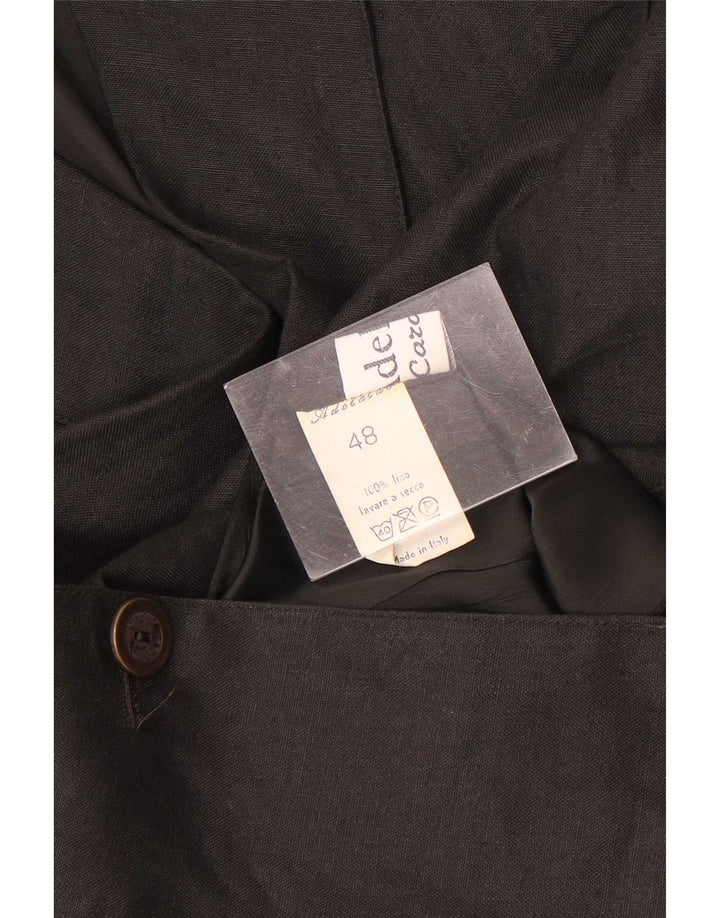 Giacca blazer doppiopetto vintage da donna IT 48 XL Lino grigio