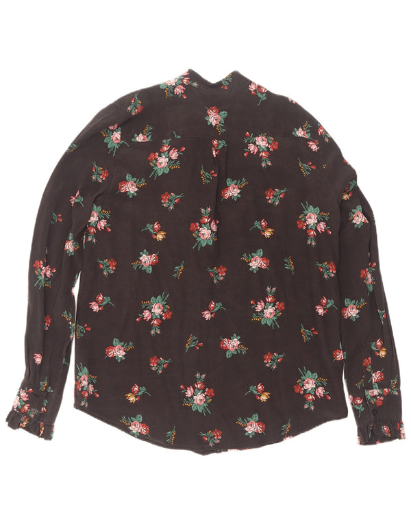 Pinko Camicetta da donna con cravatta sul davanti UK 10 Piccola seta floreale nera