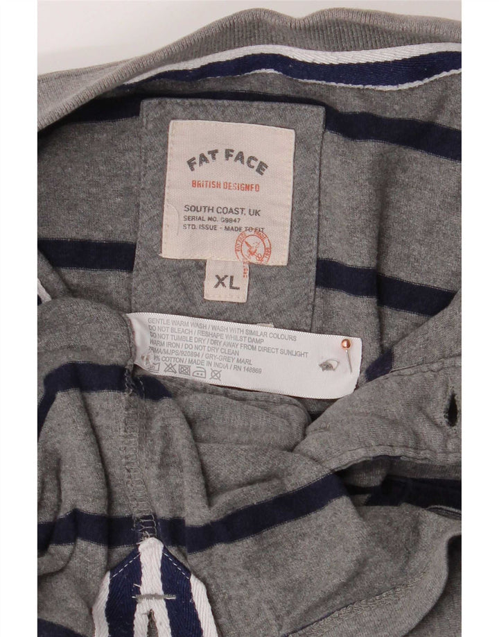 Polo da uomo Fat Face XL in cotone a righe grigie