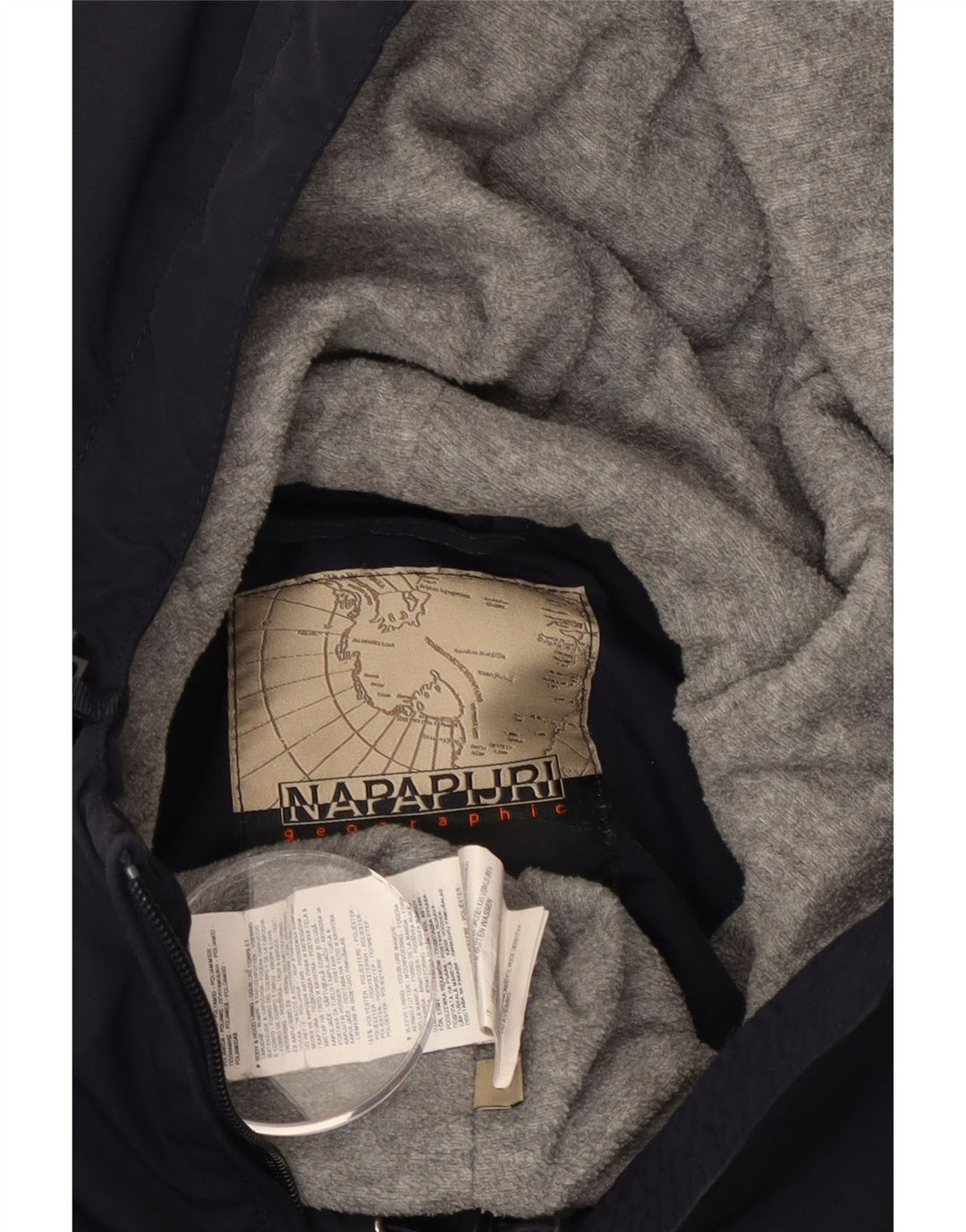 Giacca anorak da donna con grafica geografica Napapijri UK 14 media blu navy