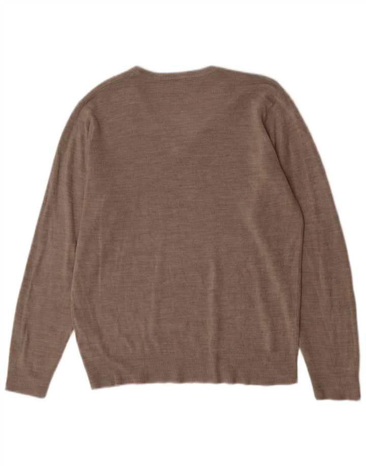 Maglione da uomo Marks & Spencer vestibilità regolare con scollo a V beige medio screziato