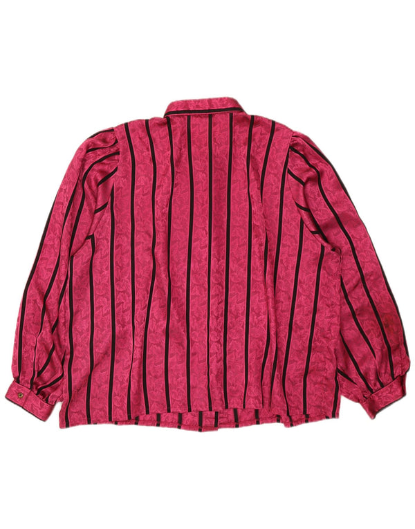 Camicetta camicia oversize da donna vintage IT 52 2XL Poliestere a righe rosa