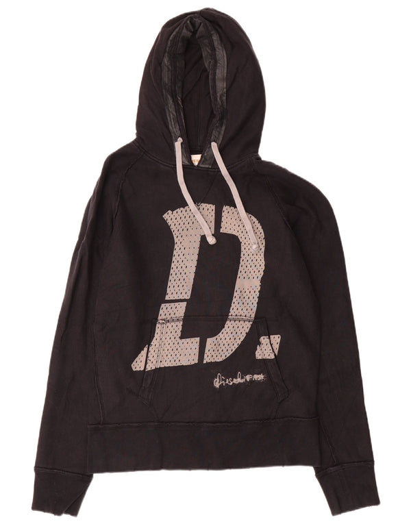 Maglione con cappuccio grafico da uomo Diesel in cotone nero medio