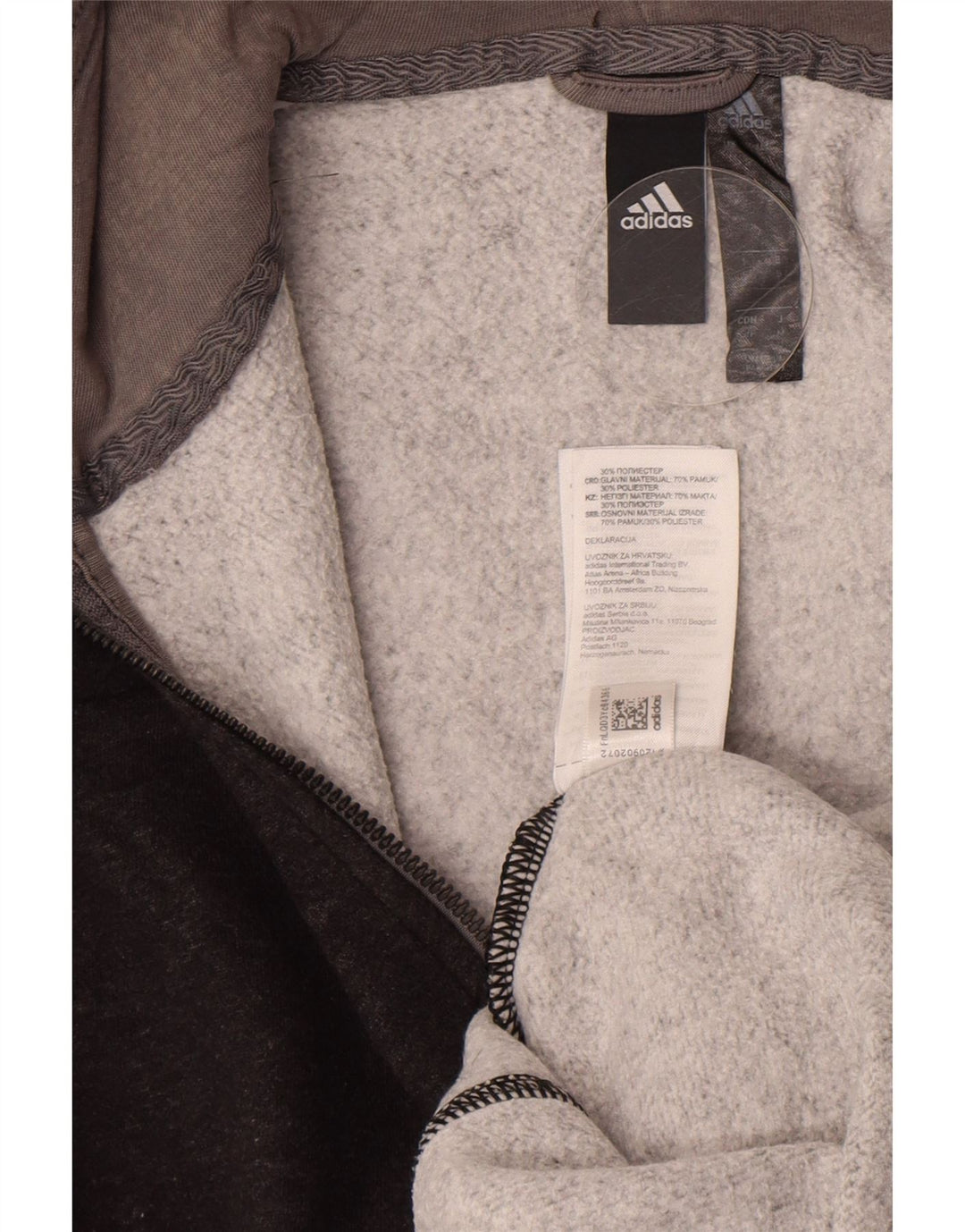 Maglione con cappuccio e zip Adidas da uomo piccolo in cotone grigio
