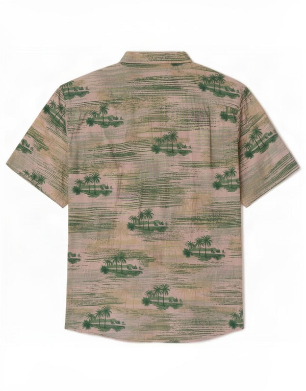 Camicia a maniche corte grafica vintage da uomo 2XL cotone verde hawaiano