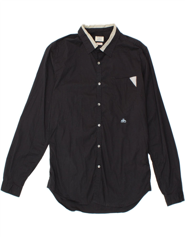 REPLAY Mens Slim Fit Shirt Small Black Cotton Vintage Replay and Second-Hand Replay from Messina Hembry 