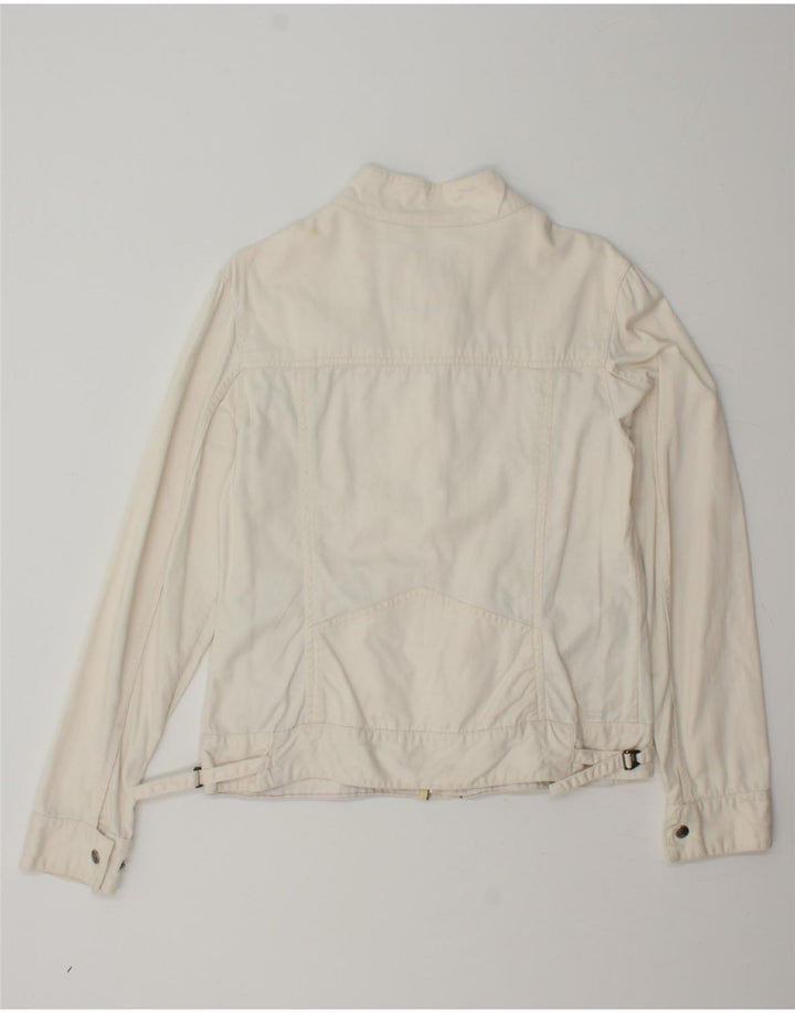 WOOLRICH Womens Denim Jacket UK 14 Large Off White Cotton Vintage Woolrich and Second-Hand Woolrich from Messina Hembry 