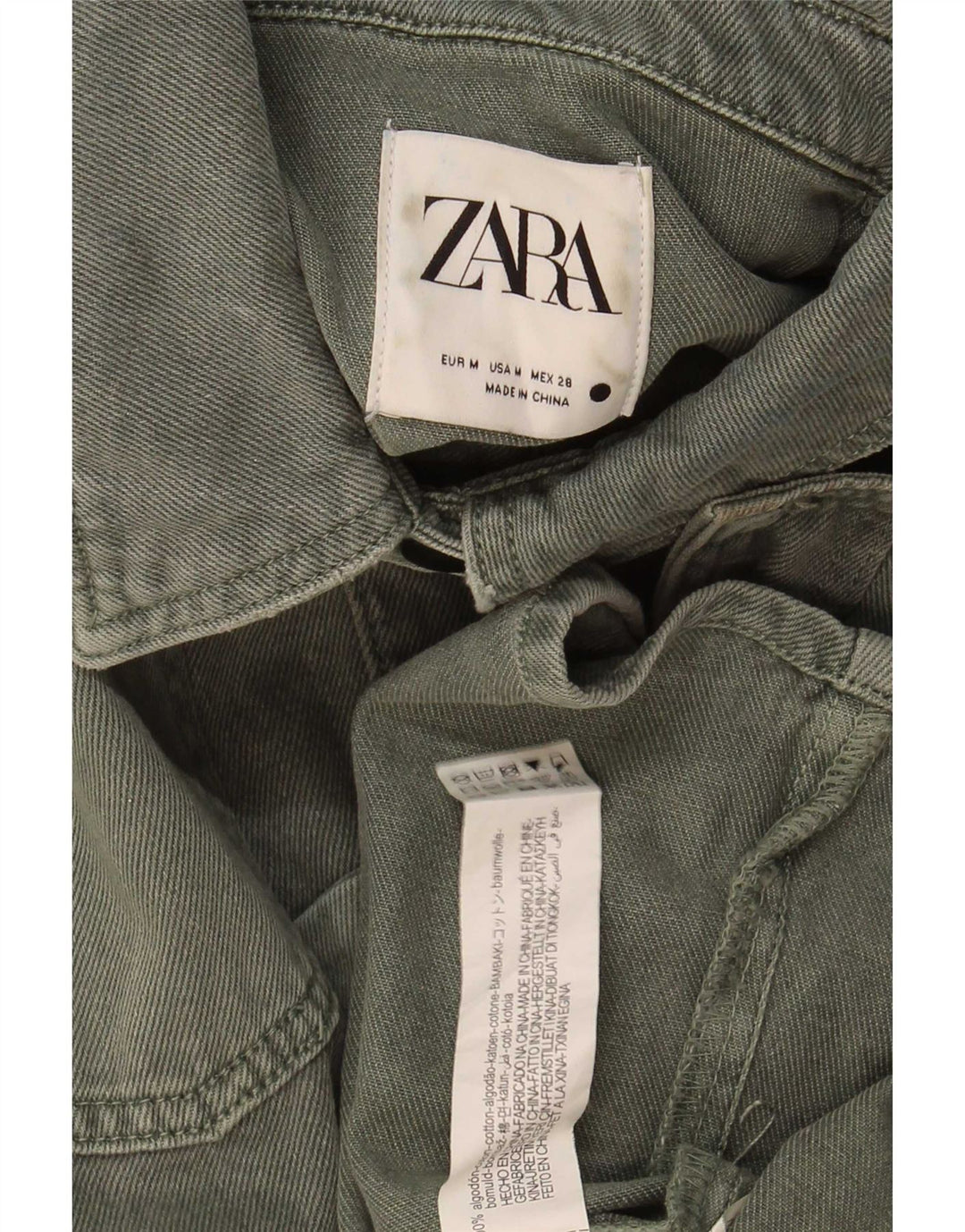 Giacca in denim da donna Zara UK 14 cotone kaki medio