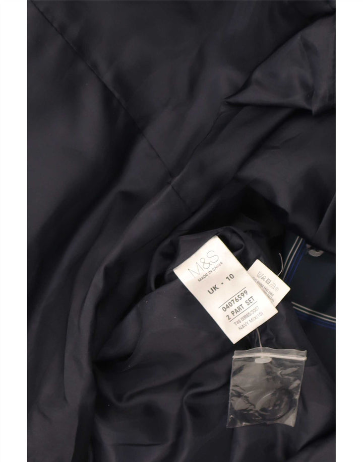 Trench da donna Marks & Spencer UK 10 piccolo in poliestere a quadri blu navy