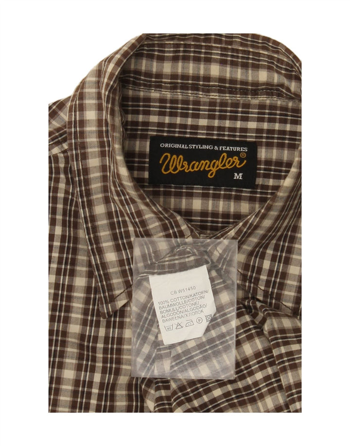 WRANGLER Camicia da uomo in flanella di cotone a quadri marrone medio