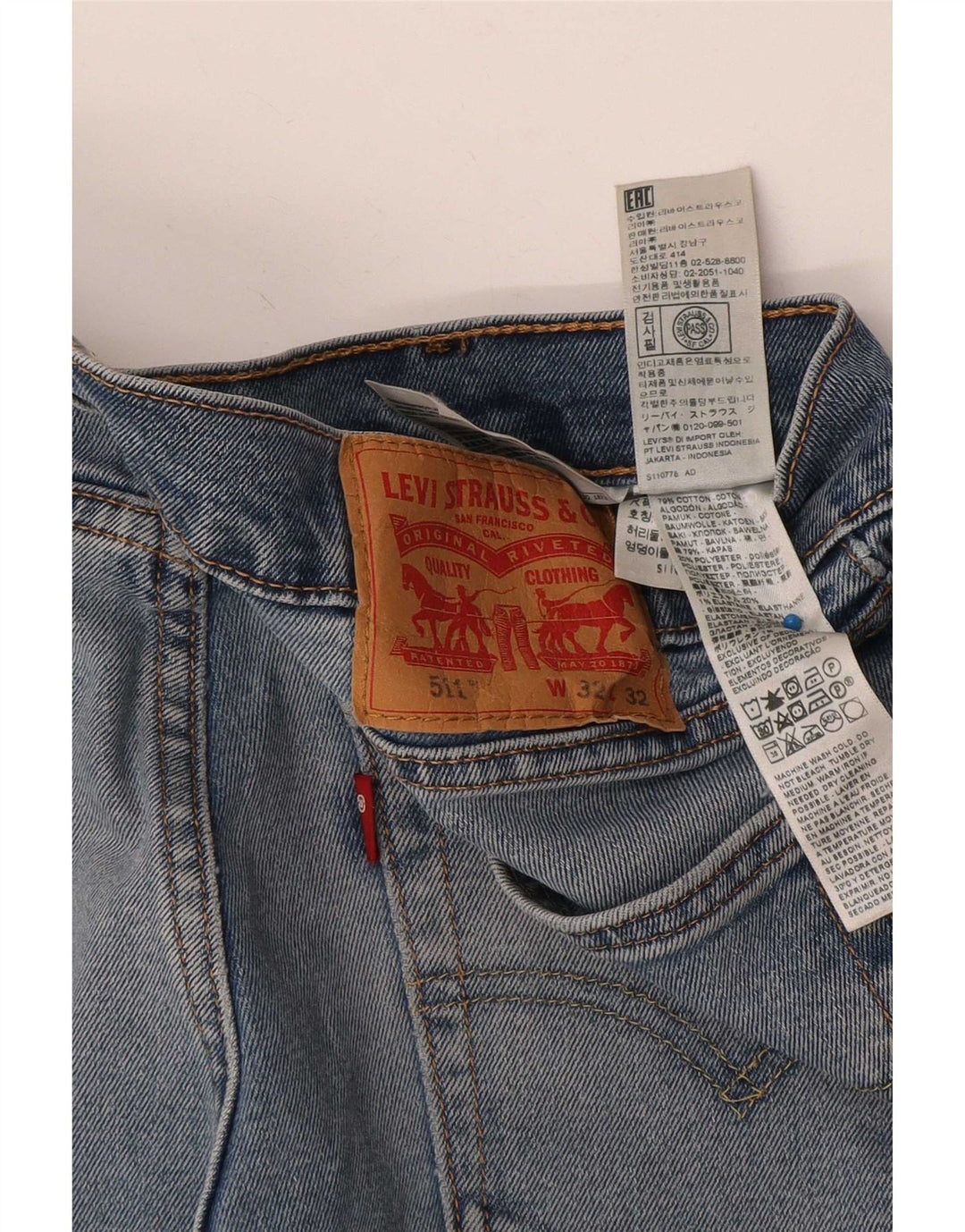 Levi's Uomo 511 Slim Jeans W32 L32 Cotone Blu