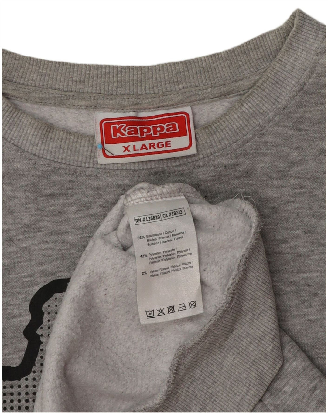 Felpa grafica da uomo Kappa Jumper XL in cotone chiazzato grigio