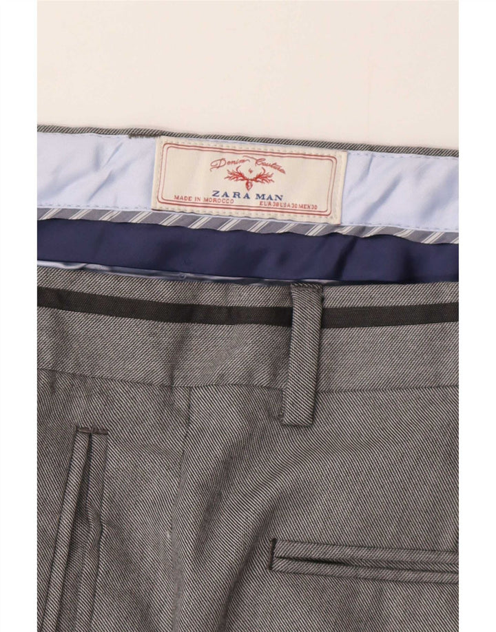 Pantaloni chino slim da uomo Zara EU 38 Medium W30 L33 Poliestere grigio