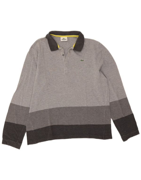 Polo da uomo slim fit a maniche lunghe Lacoste taglia 7 2XL color block grigio
