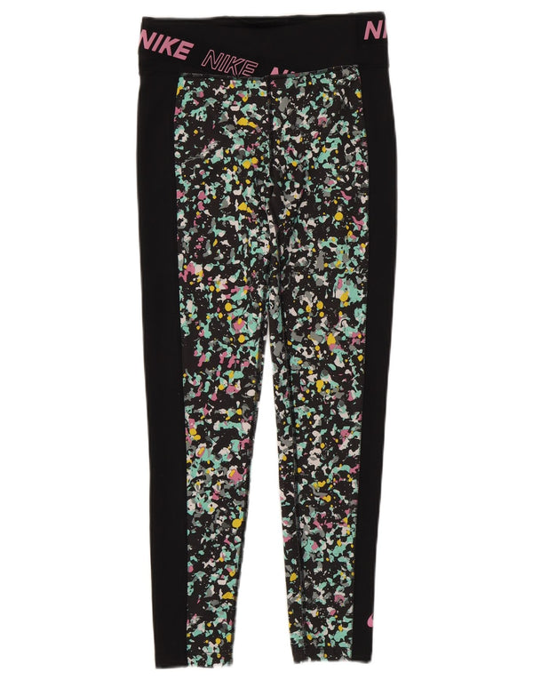 Leggings grafici NIKE per ragazze Dri Fit 12-13 anni grandi neri maculati