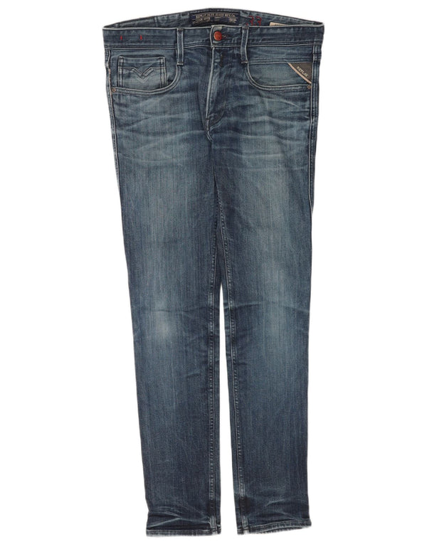 Replay Jeans Anbass Slim da Uomo W33 L34 Cotone Blu