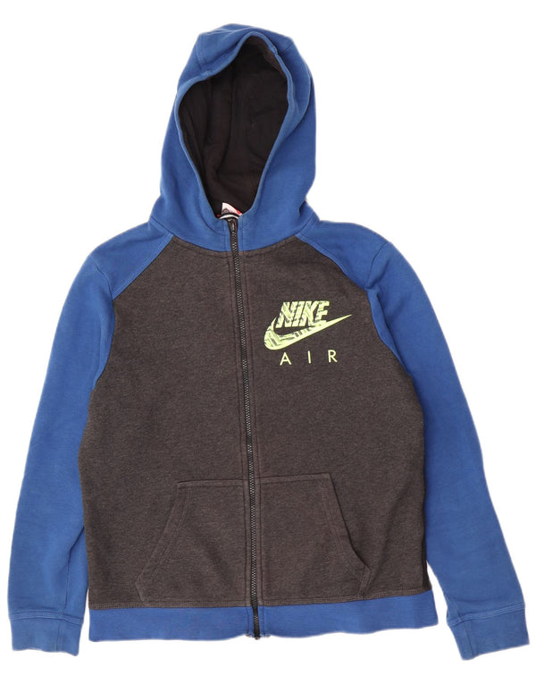 Felpa con cappuccio e zip grafica Nike da bambino 13-14 anni XL in cotone color block blu