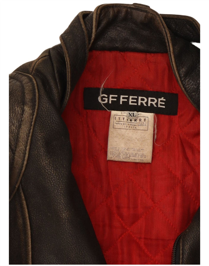 Giacca da pilota in pelle da uomo GF Ferre UK 42 XL Pelle marrone