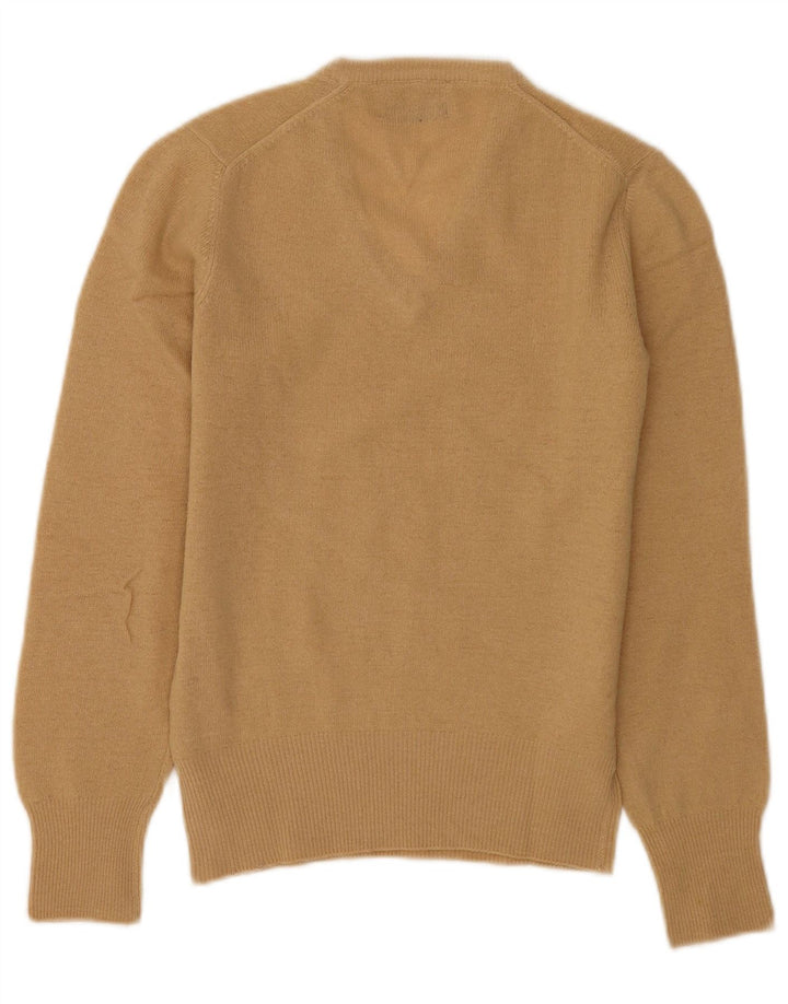 Maglione da donna con scollo a V Benetton UK 10 Small Beige Lana