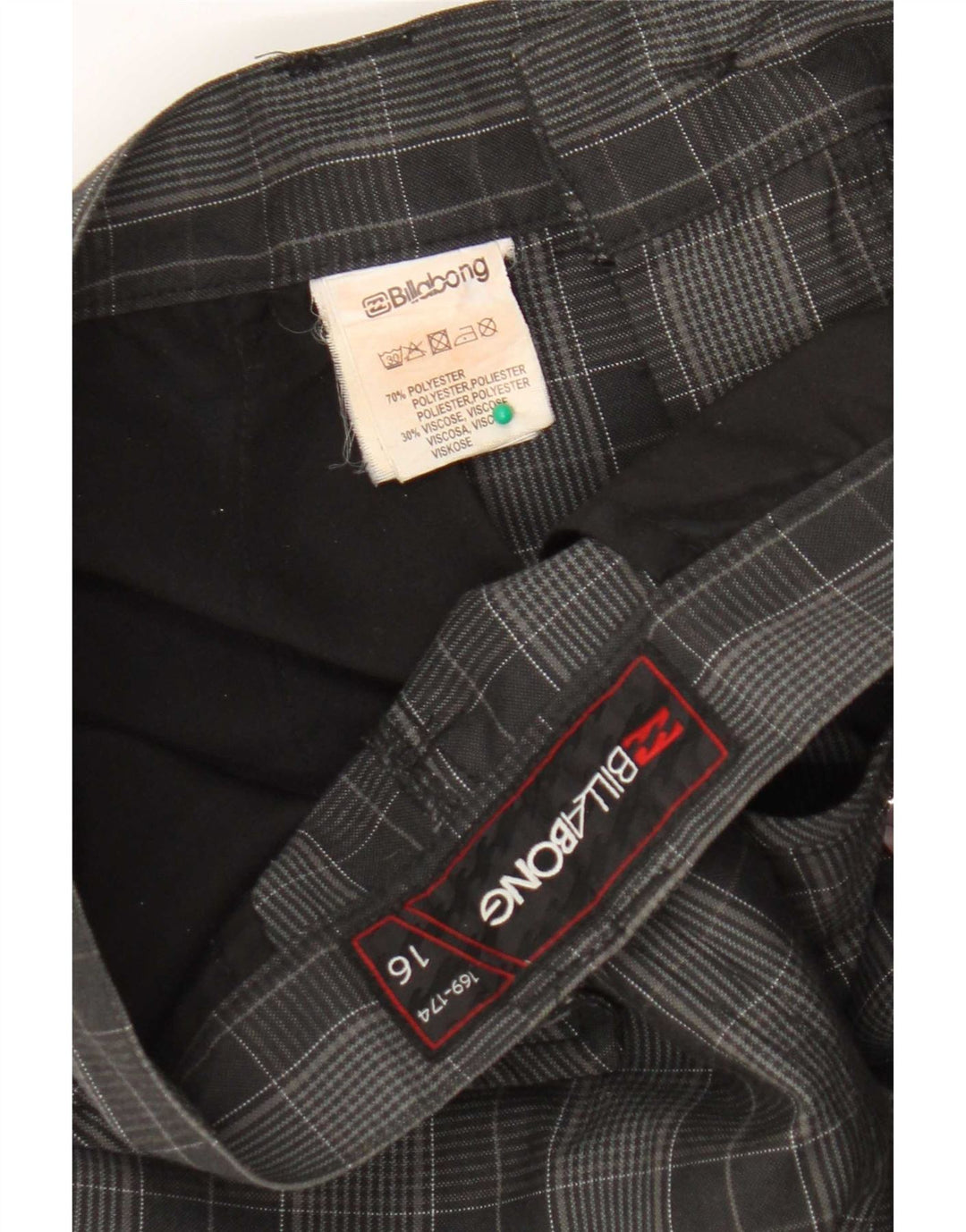 Pantaloncini chino da ragazzo Billabong 15-16 anni W32 Poliestere a quadri grigi