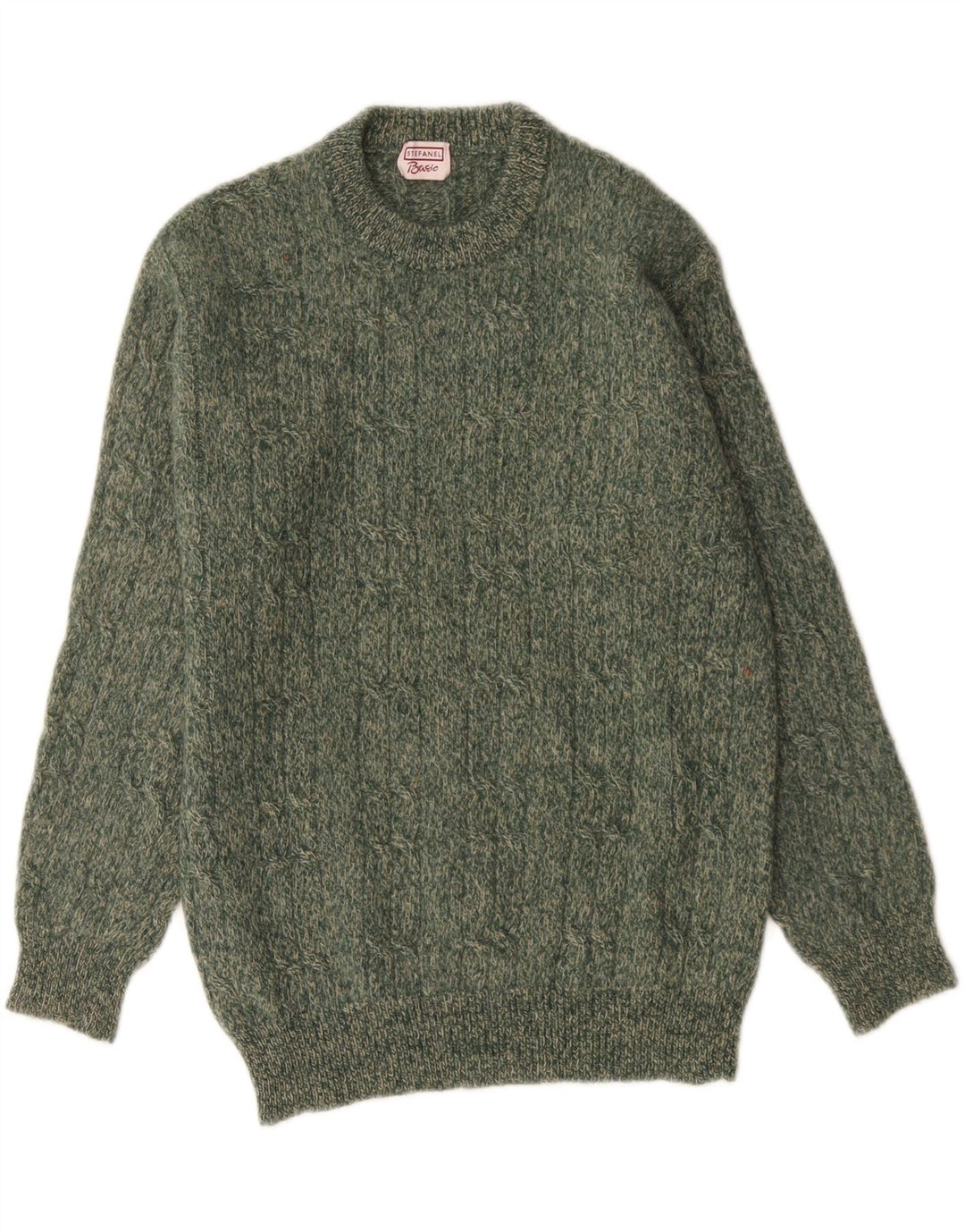 Maglione maglione girocollo da uomo Stefanel piccolo verde screziato