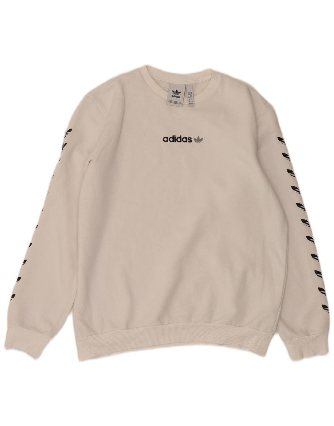 ADIDAS Mens Graphic Sweatshirt Jumper Medium White Cotton