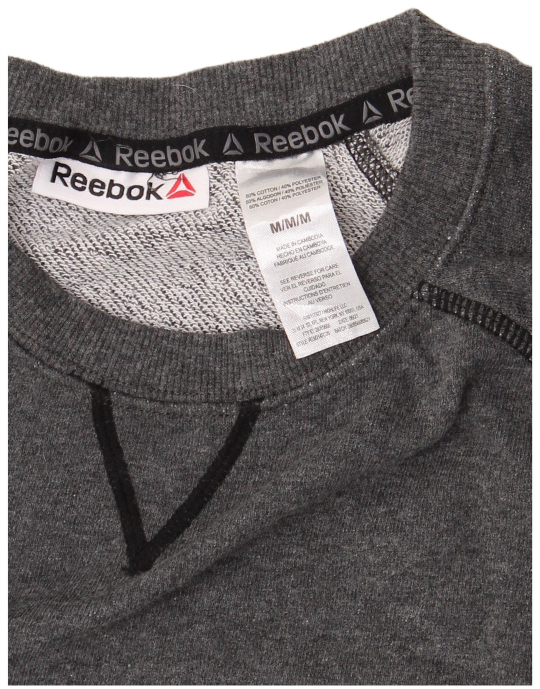 REEBOK Felpa con grafica da uomo Maglione in cotone grigio medio