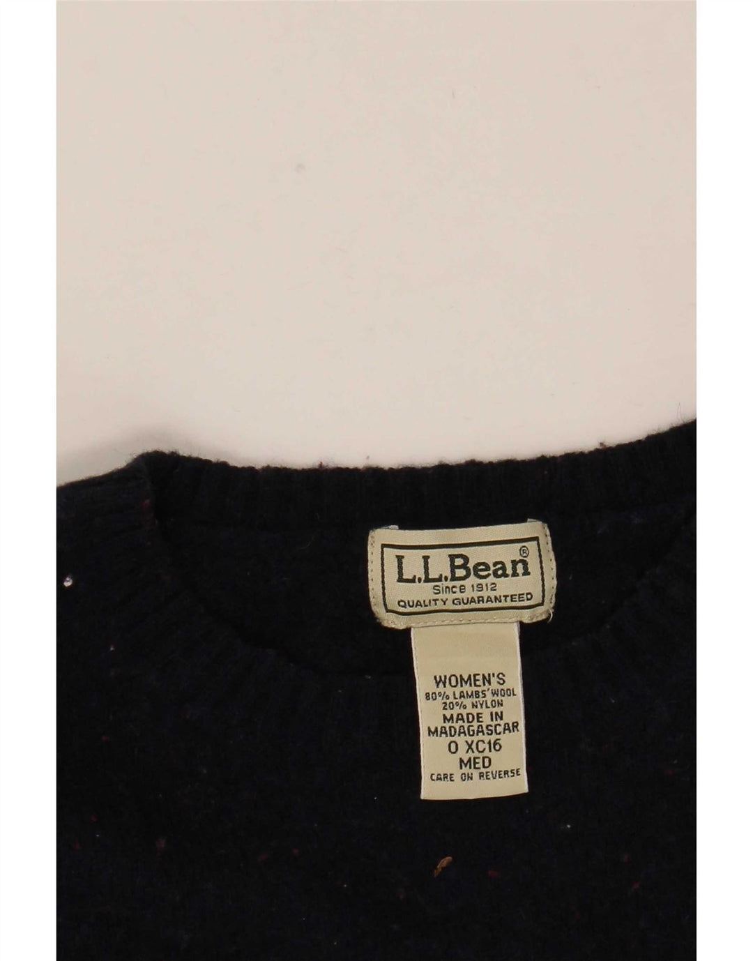Maglione maglione con scollo a barca da donna L.L.Bean UK 12 Lana medio blu navy