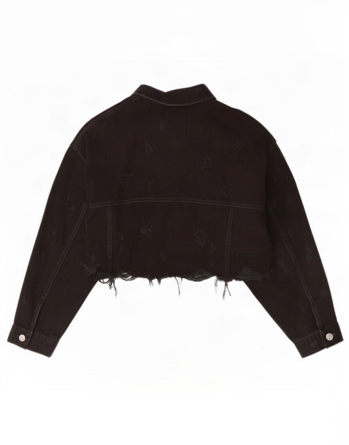 Giacca corta in denim da donna Zara UK 12 media nera