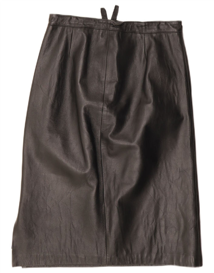 Gonna in pelle vintage da donna W28 media nera