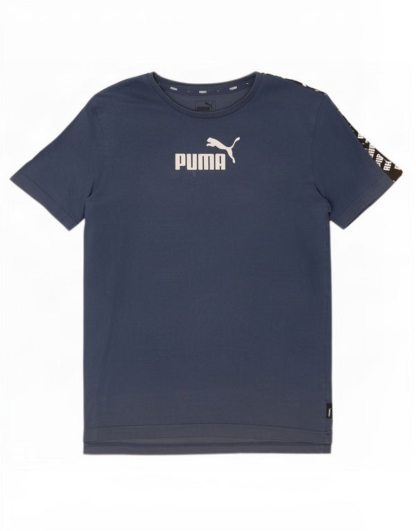 Puma Mens Graphic T-Shirt Top Medium Navy Blue Cotton