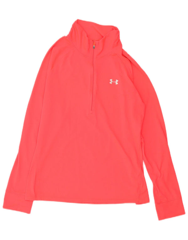 Maglia da tuta pullover con zip e collo da donna Under Armour UK 18 XL poliestere rosa