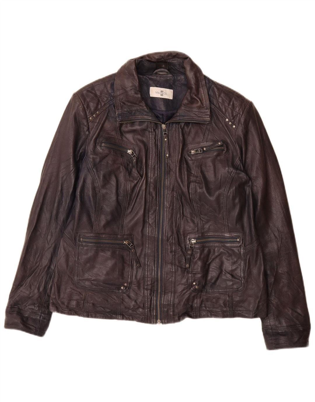 Giacca in pelle da donna Mainpol UK 16 grande in pelle blu navy