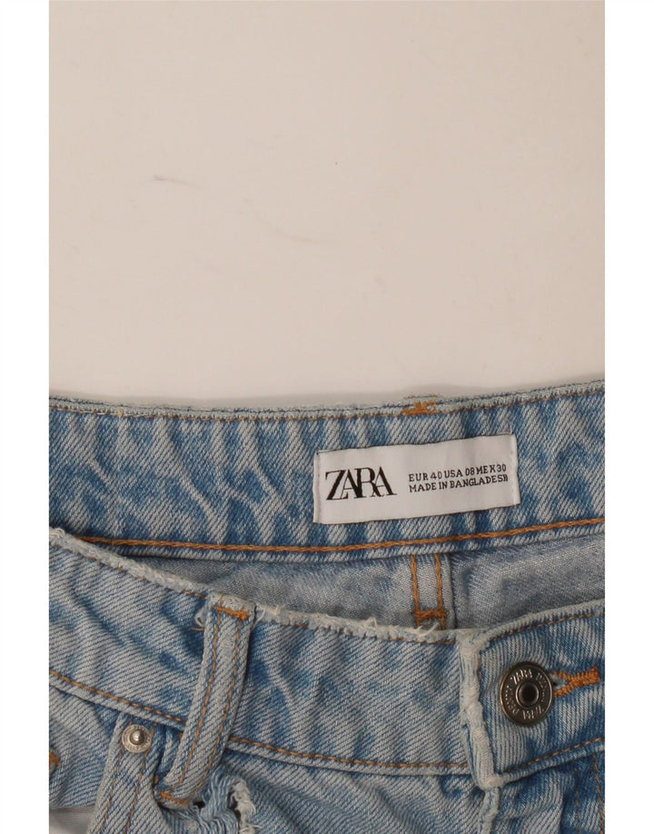 Jeans Zara da donna a vita alta effetto invecchiato EU 40 medio W30 L27 blu