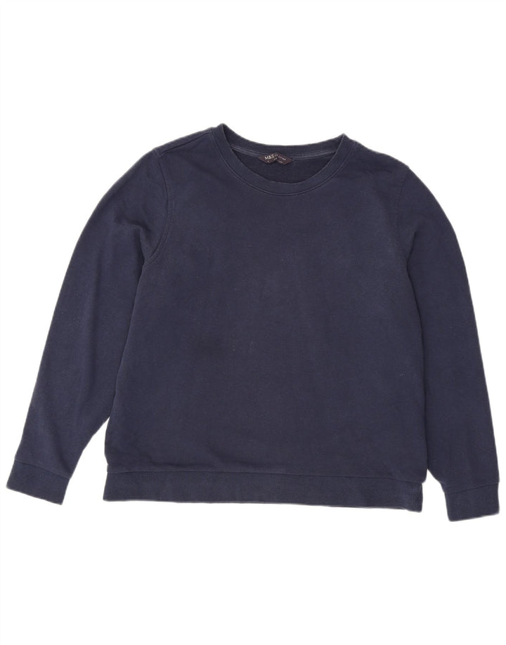 Felpa da donna Marks & Spencer UK 16 grande cotone blu navy