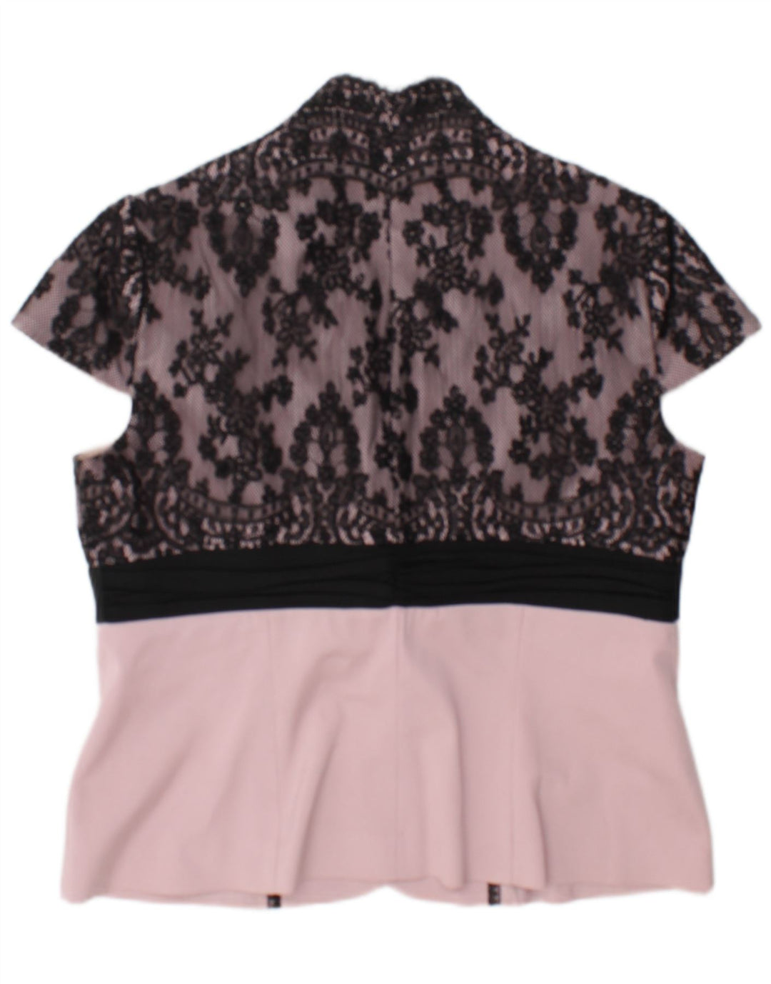 Top camicetta da donna vintage UK 14 rosa medio floreale