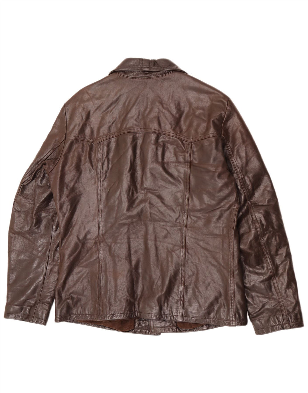 Giacca in pelle vintage da uomo IT 48 in pelle marrone medio