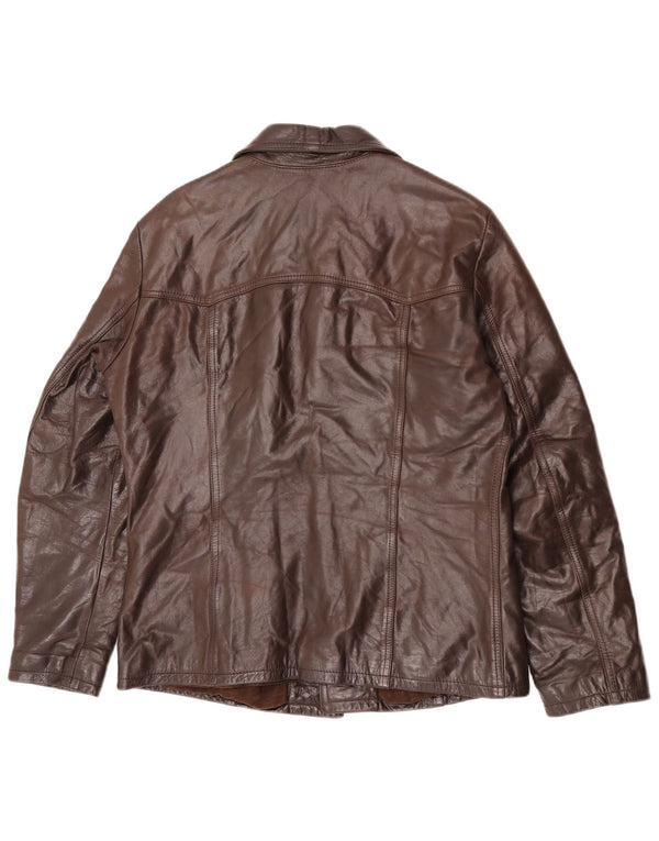Giacca in pelle vintage da uomo IT 48 in pelle marrone medio