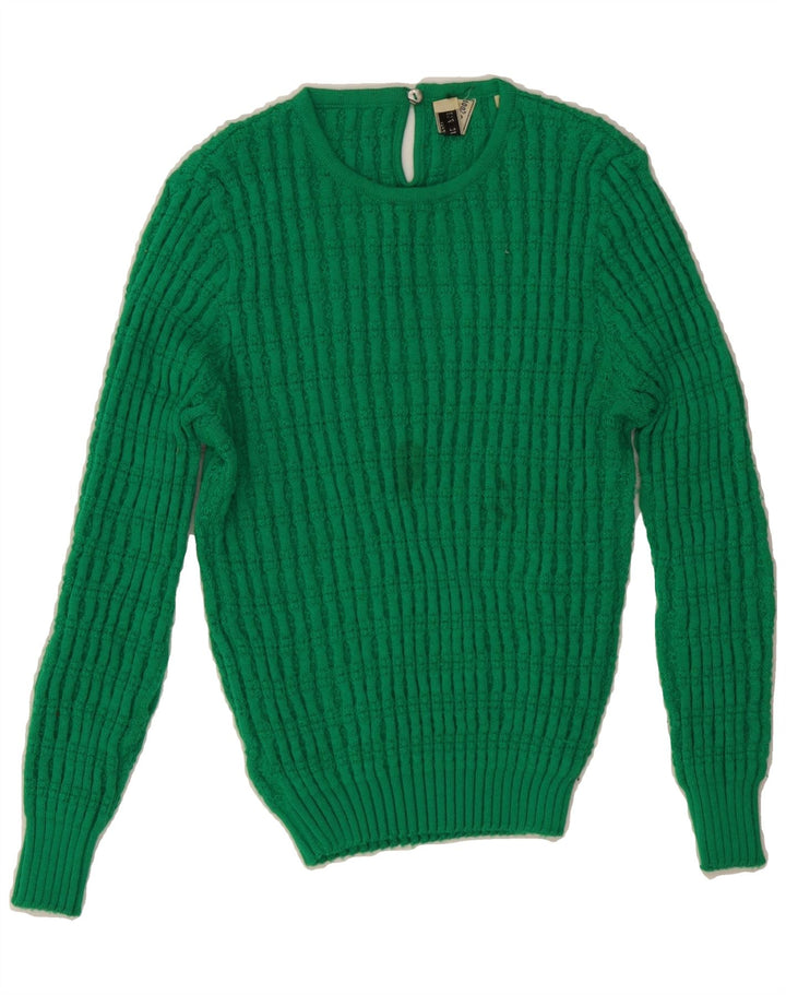 VINTAGE Womens Boat Neck Jumper Sweater IT 44 Medium Green Acrylic Vintage Vintage and Second-Hand Vintage from Messina Hembry 