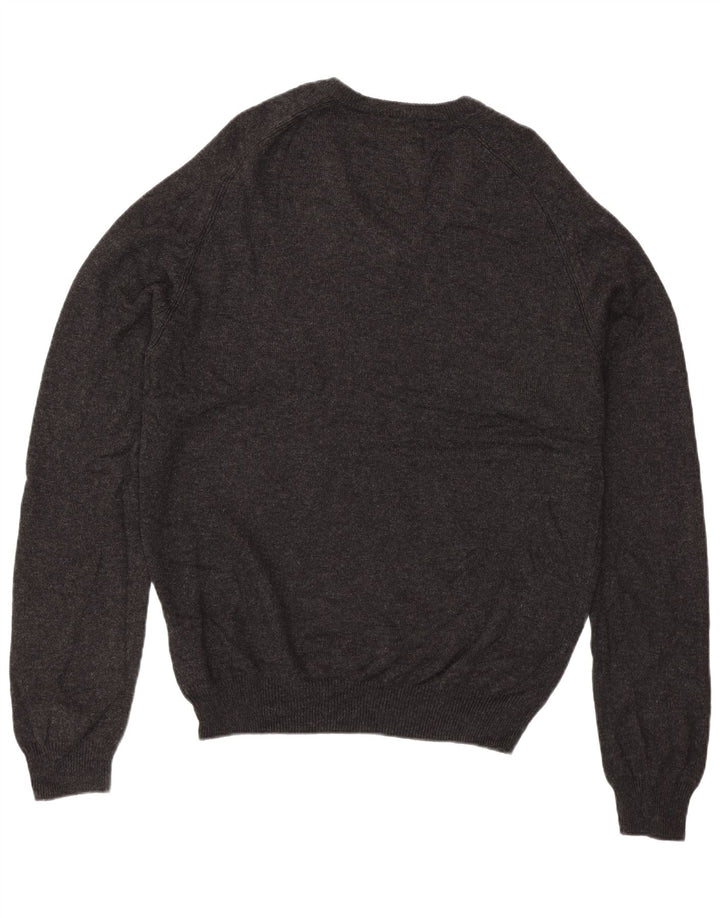Maglione da uomo Marks & Spencer con scollo a V grande lana d'agnello grigia