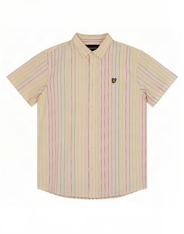 Lyle & Scott Camicia a maniche corte da uomo Grande cotone gessato bianco